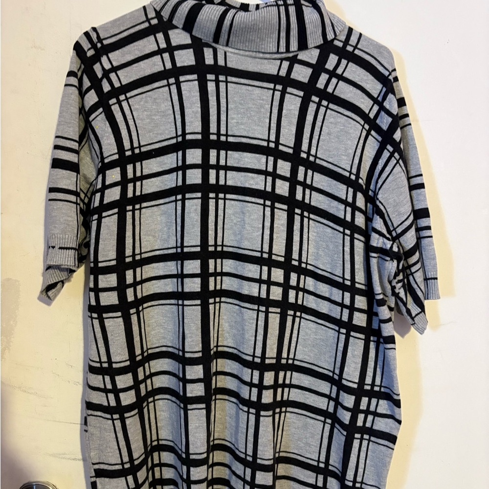 Lane Bryant Gray and Black Plaid shirt (turtle neck